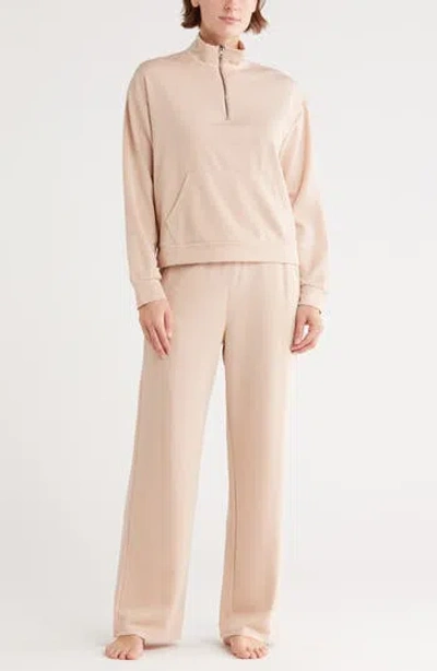 Tart Paxe Scuba Knit Half Zip Pullover & Pants Lounge Set In Brown