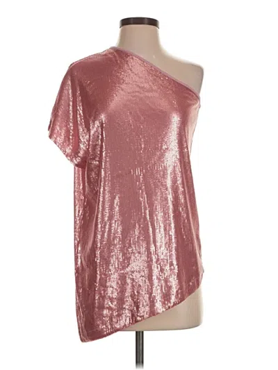Tart Short Sleeve Top Silver Metallic Pattern One Shoulder Neckline Tops