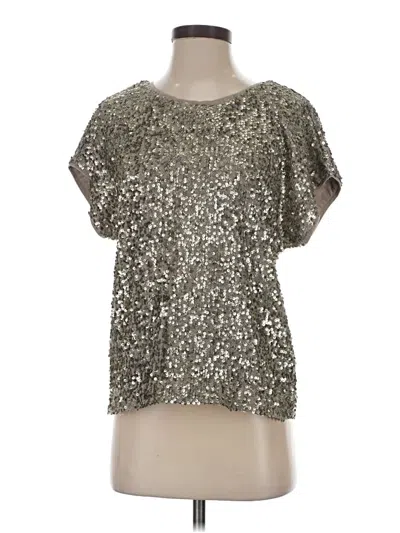 Pre-owned Tart Short Sleeve Top Silver Metallic Pattern Scoop Neck Tops
