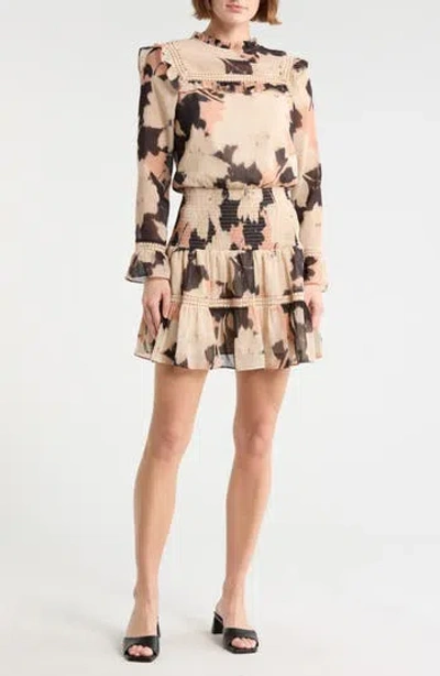 Tart Valeria Long Sleeve Minidress In Neutral