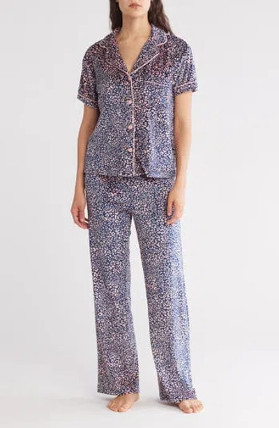 Tart Velvet Ginnie Long Pajamas In Blossom Graphic Leopard