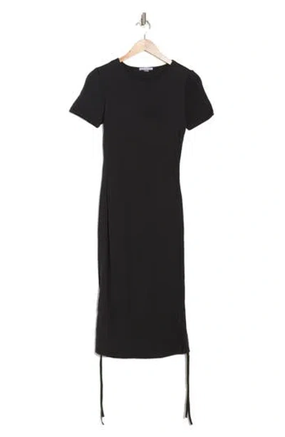 Tart Zinnia Drawstring Seam Cotton Dress In Black