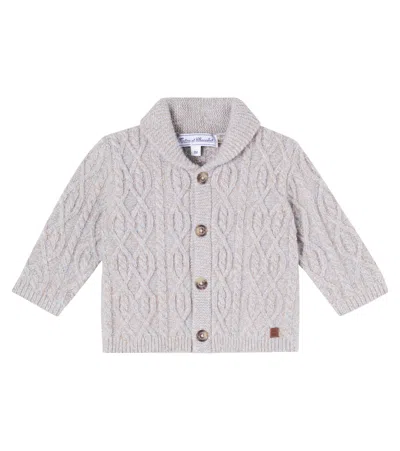 Tartine Et Chocolat Baby Cable-knit Wool Cardigan In Gray