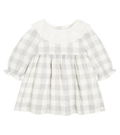 Tartine Et Chocolat Baby Checked Poplin Dress In Grey
