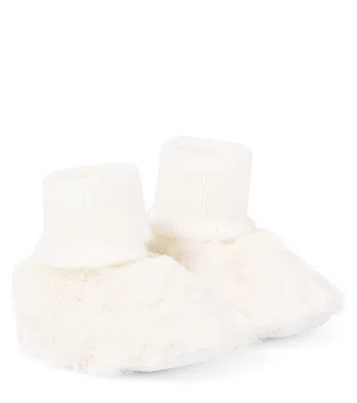 Tartine Et Chocolat Baby Cotton And Faux Fur Booties In Neutral