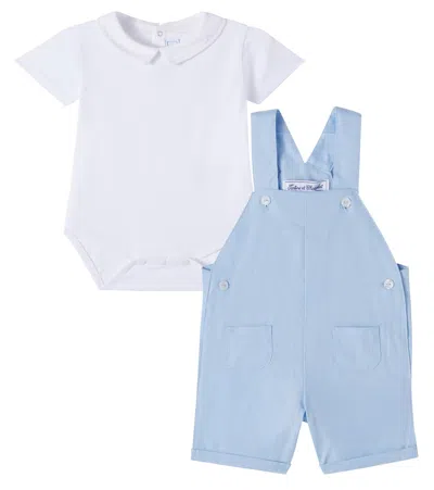 Tartine Et Chocolat Baby Cotton-blend Bodysuit And Overalls Set In Blue