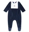 Tartine Et Chocolat Baby Cotton-blend Velvet Onesie In Blue