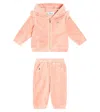 Tartine Et Chocolat Baby Cotton-blend Velvet Tracksuit In Pink