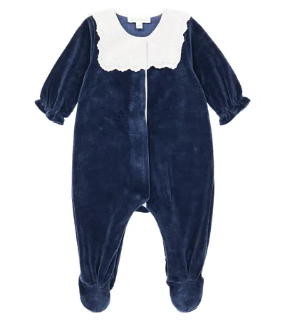 Tartine Et Chocolat Baby Cotton Velvet Onesie In Blue
