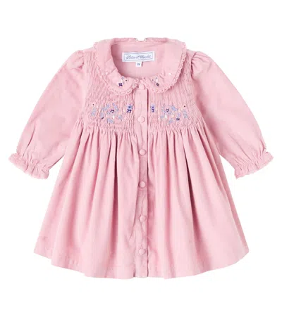 Tartine Et Chocolat Baby Crochet-trimmed Cotton Corduroy Dress In Pink