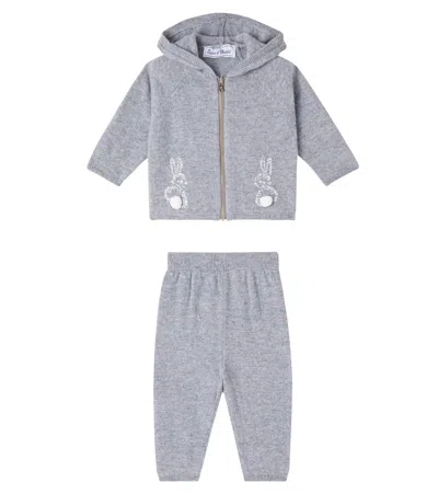 Tartine Et Chocolat Baby Embroidered Wool And Cashmere Tracksuit In Gray