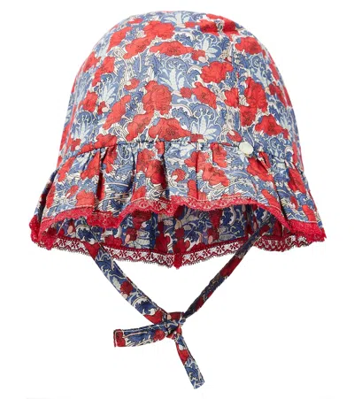 Tartine Et Chocolat Baby Floral Cotton Hat In Coquelicot