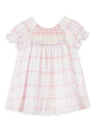 Tartine Et Chocolat Baby Girl's & Little Girl's Plaid Puff-sleeve Dress In White Pink