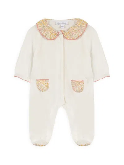 Tartine Et Chocolat Baby Girl's Floral-trimmed Footie In Cream Multi