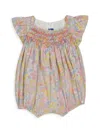 TARTINE ET CHOCOLAT BABY GIRL'S SMOCKED FLORAL BUBBLE ROMPER