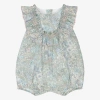 TARTINE ET CHOCOLAT TARTINE ET CHOCOLAT BABY GIRLS BLUE FLORAL HAND-SMOCKED SHORTIE