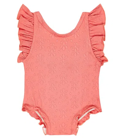 Tartine Et Chocolat Baby Ruffled Swimsuit In Blush