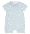 Tartine Et Chocolat Baby Safari Cotton Playsuit In Bleu Azur