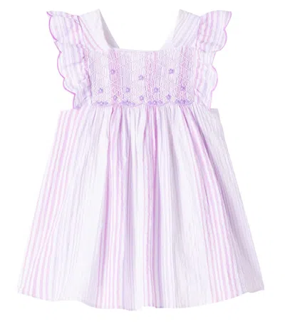 Tartine Et Chocolat Baby Striped Ruffled Cotton Dress In Purple