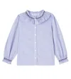 Tartine Et Chocolat Bengal Stripe Embroidered Cotton Shirt In Blue