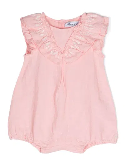 Tartine Et Chocolat Babies' Ruffled Linen Body In Pink