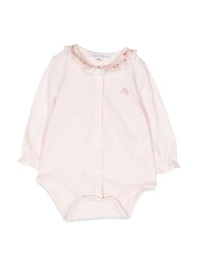 Tartine Et Chocolat Kids' Body Shirt M/l Embroidered Collar In Pink