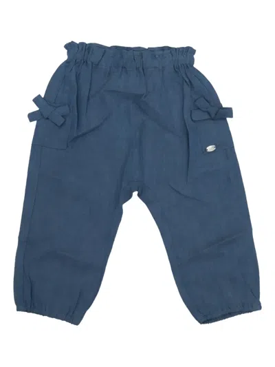 Tartine Et Chocolat Kids' Bow-embellished Elastic-waist Trousers In Blue