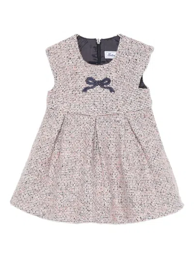 Tartine Et Chocolat Babies' Bow-embellished Tweed Dress In Grey