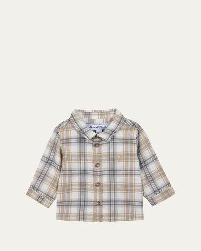 Tartine Et Chocolat Kids' Boy's Cotton Wool Flannel Overshirt In Brown