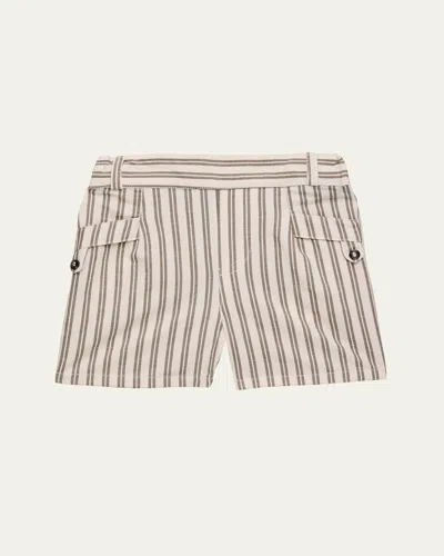 Tartine Et Chocolat Kids' Boy's Layette Striped Cotton Shorts In Fougere