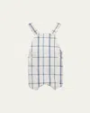 Tartine Et Chocolat Boy's Plaid Seersucker Linen Overalls In Bleu Celeste