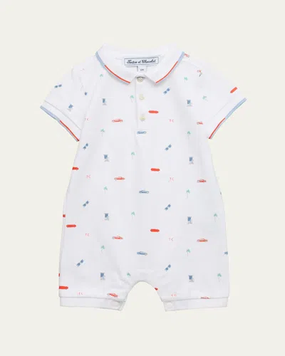 Tartine Et Chocolat Kids' Boy's Polo Short-sleeve Printed Cotton Jumpsuit