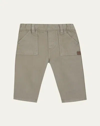 Tartine Et Chocolat Kids' Boy's Stretch Cotton Straight-leg Trousers In Green