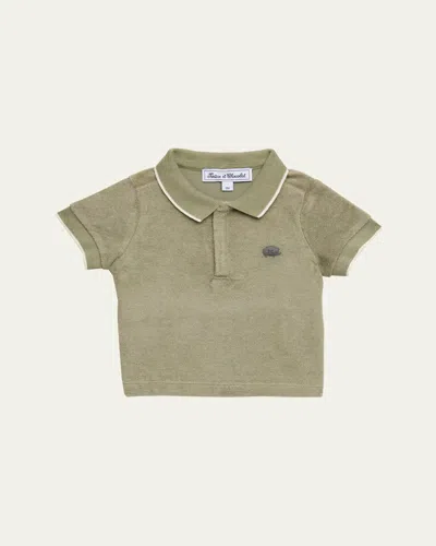 Tartine Et Chocolat Kids' Boy's Terry Polo Shirt In Green
