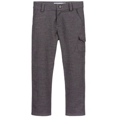 Tartine Et Chocolat Babies'  Boys Grey Check Trousers In Blue