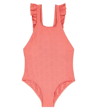 Tartine Et Chocolat Kids' Broderie Anglaise Swimsuit In Blush
