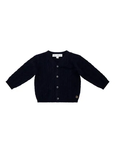 Tartine Et Chocolat Babies' Cable Knit Button Cardigan In Blue
