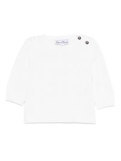 Tartine Et Chocolat Babies' Cable-knit Button-fastening Sweater In White
