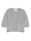 Tartine Et Chocolat Cable-knit Buttoned Sweater In Gray