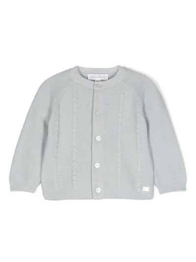 Tartine Et Chocolat Babies' Cable Knit Detail Cotton Cardigan In Blue