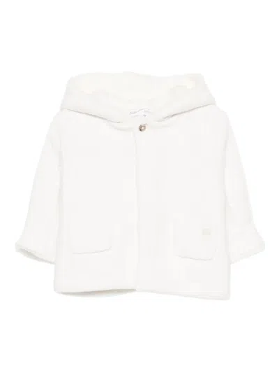 Tartine Et Chocolat Babies' Cable-knit Hooded Jacket In White