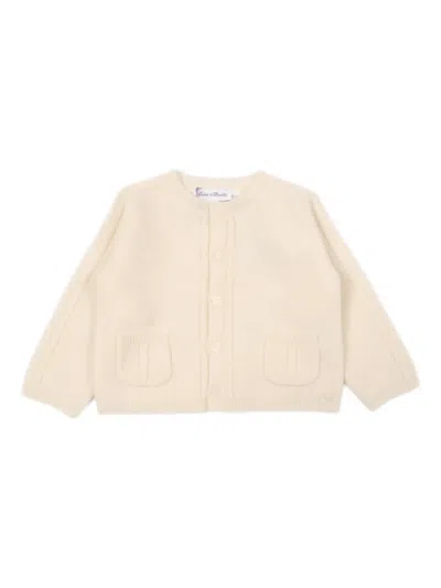 Tartine Et Chocolat Babies' Cable-knit Pocket Cardigan In Gray