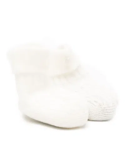 Tartine Et Chocolat Babies' Cable-knit Slippers In White