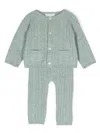 Tartine Et Chocolat Cable-knit Trouser Set In Green