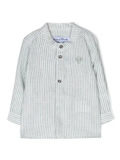 Tartine Et Chocolat Babies' Camicia A Righe In Green