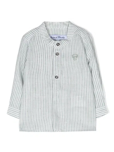 Tartine Et Chocolat Babies' Striped Long-sleeve Shirt In Green
