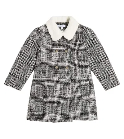Tartine Et Chocolat Kids' Checked Bouclé Coat In Grey