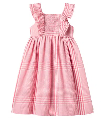 Tartine Et Chocolat Kids' Checked Ruffled Shirred Dress In Pink