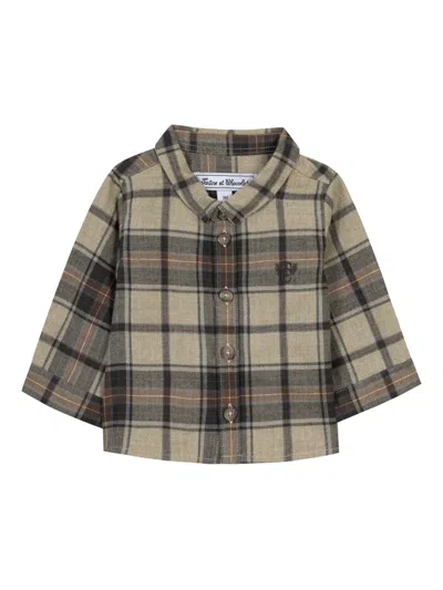 Tartine Et Chocolat Kids' Checked Shirt In Brown
