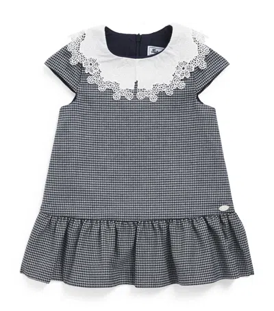 Tartine Et Chocolat Kids' Collared Houndstooth Dress In Gray